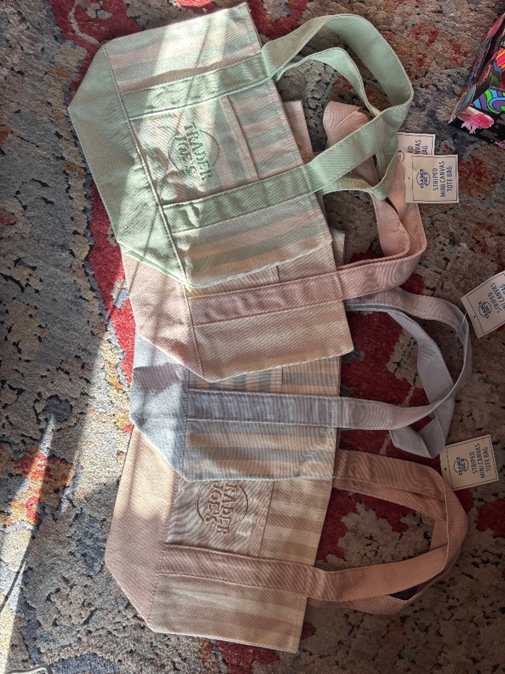 4 Trader Joe’s pastel striped totes